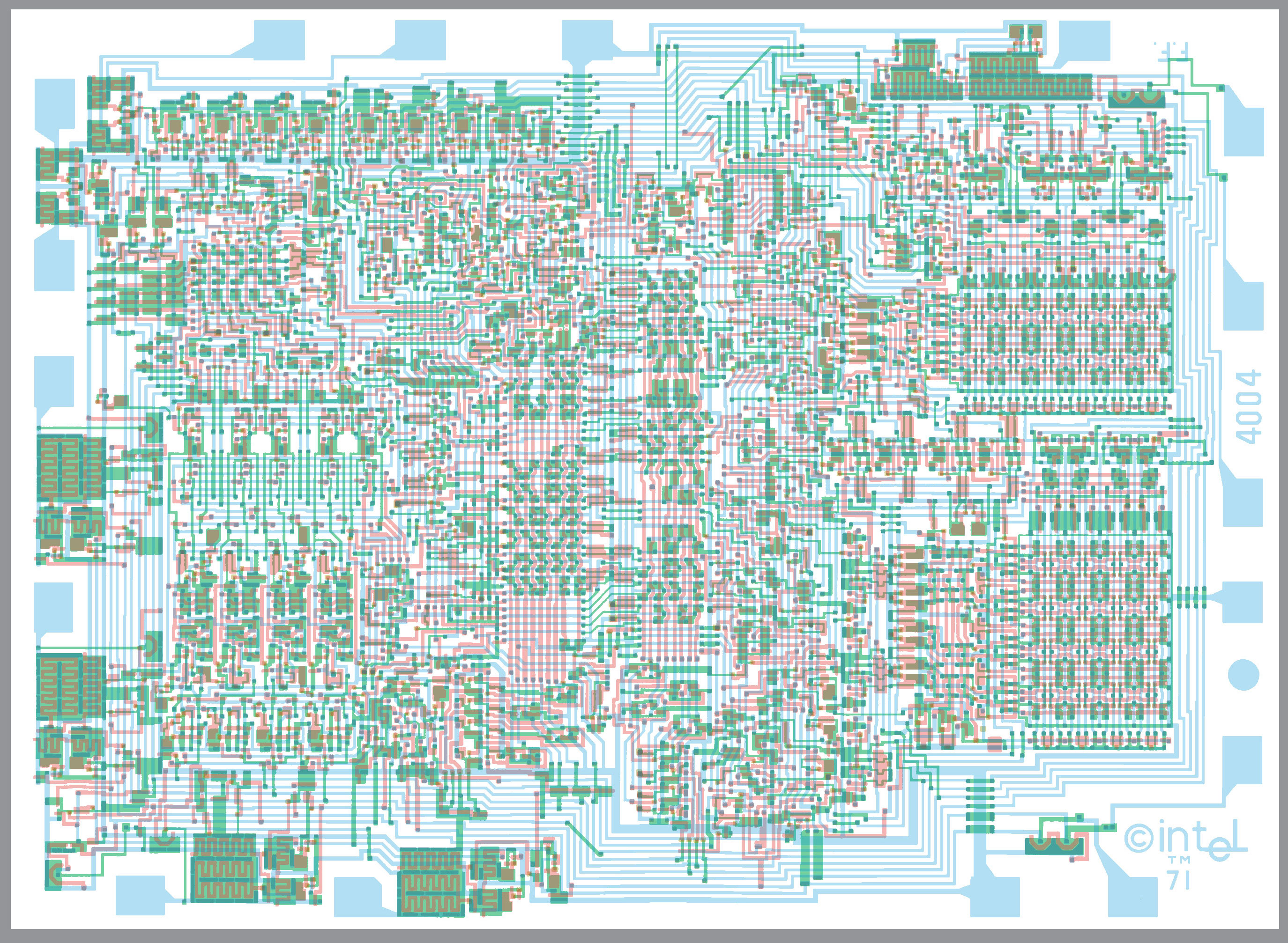 Complete Artwork Schematics And Simulator For Intel MCS 4 4004 Family 
