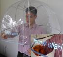 Dome umbrella with external projection and touch mockup