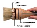 I/O Brush system components, as mounted inside the wooden handle.