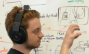 We applied the same interaction concept to headphones. Our working PoC consists of headphones with a forward facing Leap Motion controller mounted on top of the headband. During the demo, the user can grab individual sounds that are playing in their sound field and relocate them by grabbing, moving, and releasing them.<br><br>

			The user's hands are tracked in 3D space, so the sounds can be moved left-right, but also forward-backward, and even up/down. Obviously, the headphone's capability to render sounds above or below the eye level of the user are limited. (3D sound rendering in our headphones prototypes was not part of our R&D effort; we used COTS tools such as RealSpace 3D Audio. After we concluded our project, HARMAN did acquire OSSIC, which provides superb 3D sound rendering capability. Their technology is currently applied to HARMAN gaming headphones.)<br><br>

			Today, some AR gear comes with (limited) gesture sensing, but our work was done years earlier and is an industry-first, hence our granted patents. Also, our solution does not <i>need</i> a display, so works perfectly with headphones.
