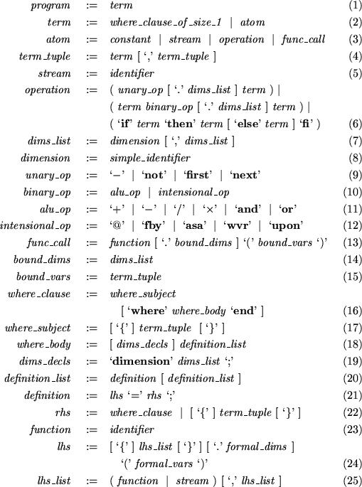 The Syntax of Multidimensional Lucid